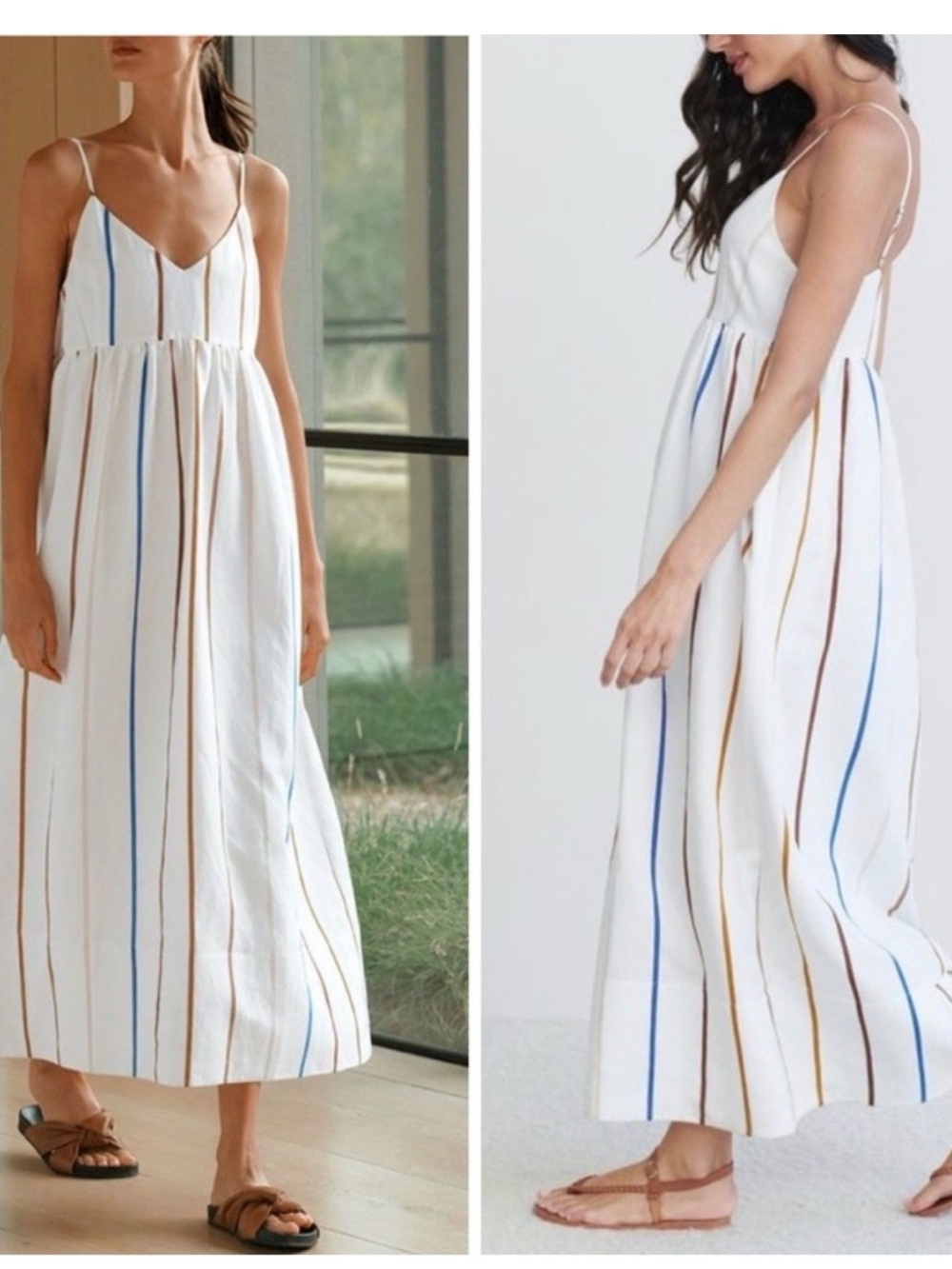 Jenni Kayne Cove Women’s White Striped Spaghetti‑Strap Maxi Dress